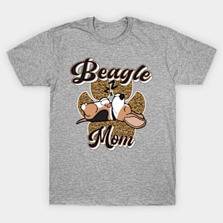 BEAGLE OWNER MOM CUTE BEAGLE SLEEPING ROSE PINK HEART PAW PRINT DESIGN T-Shirt